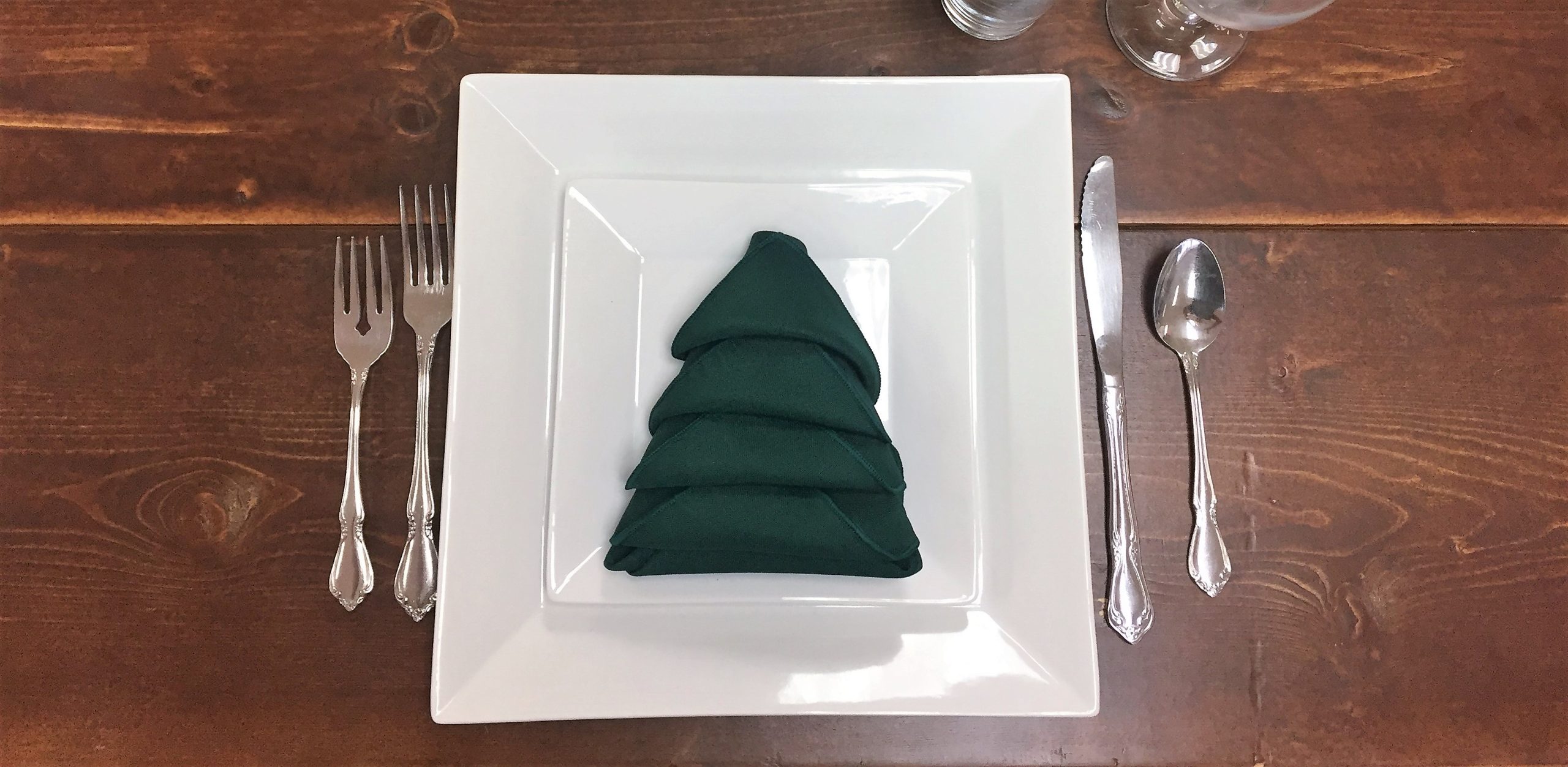 White Square - Silver Flatware - Hunter Tree Napkin (2)
