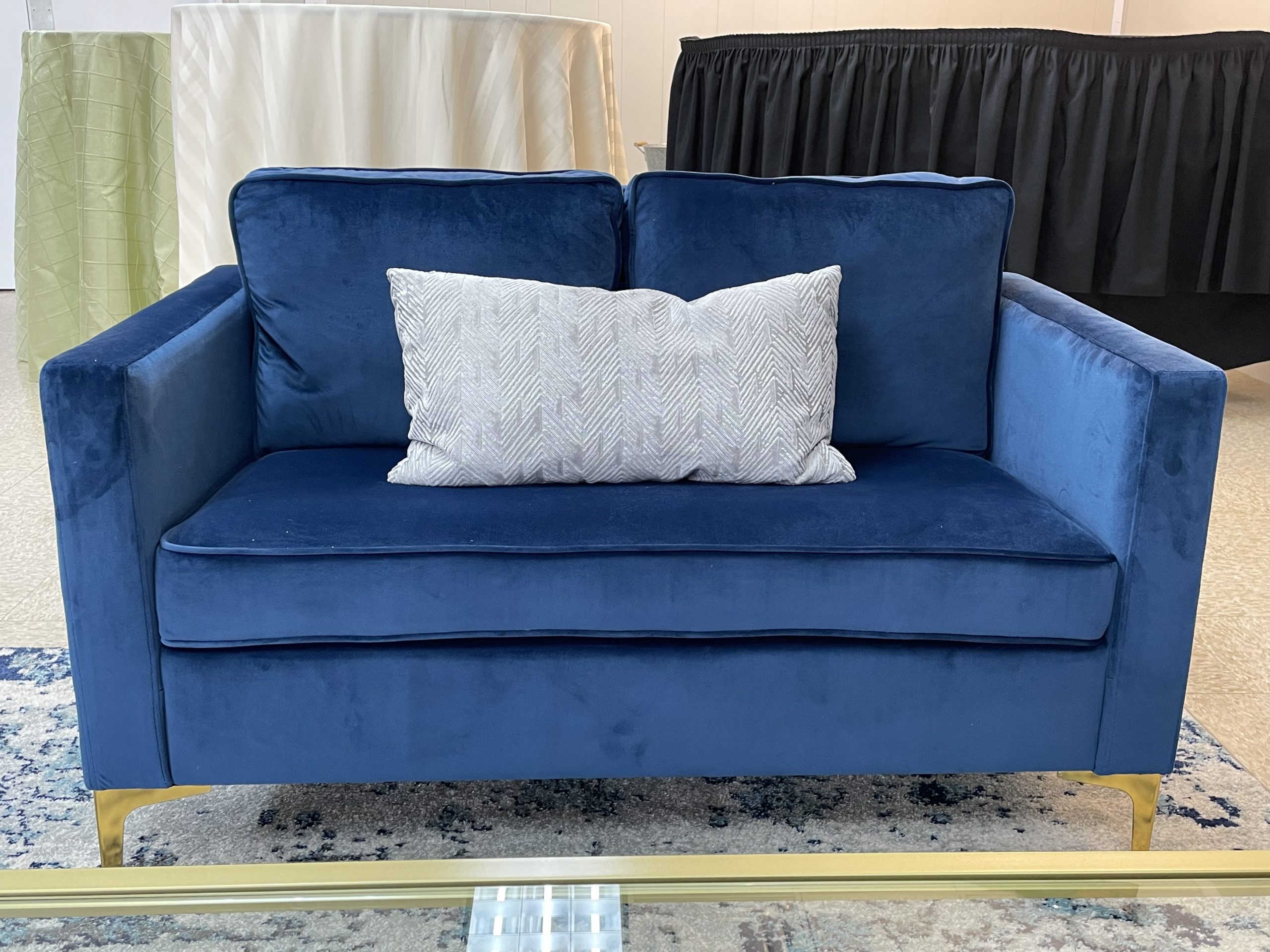 blue velvet couch